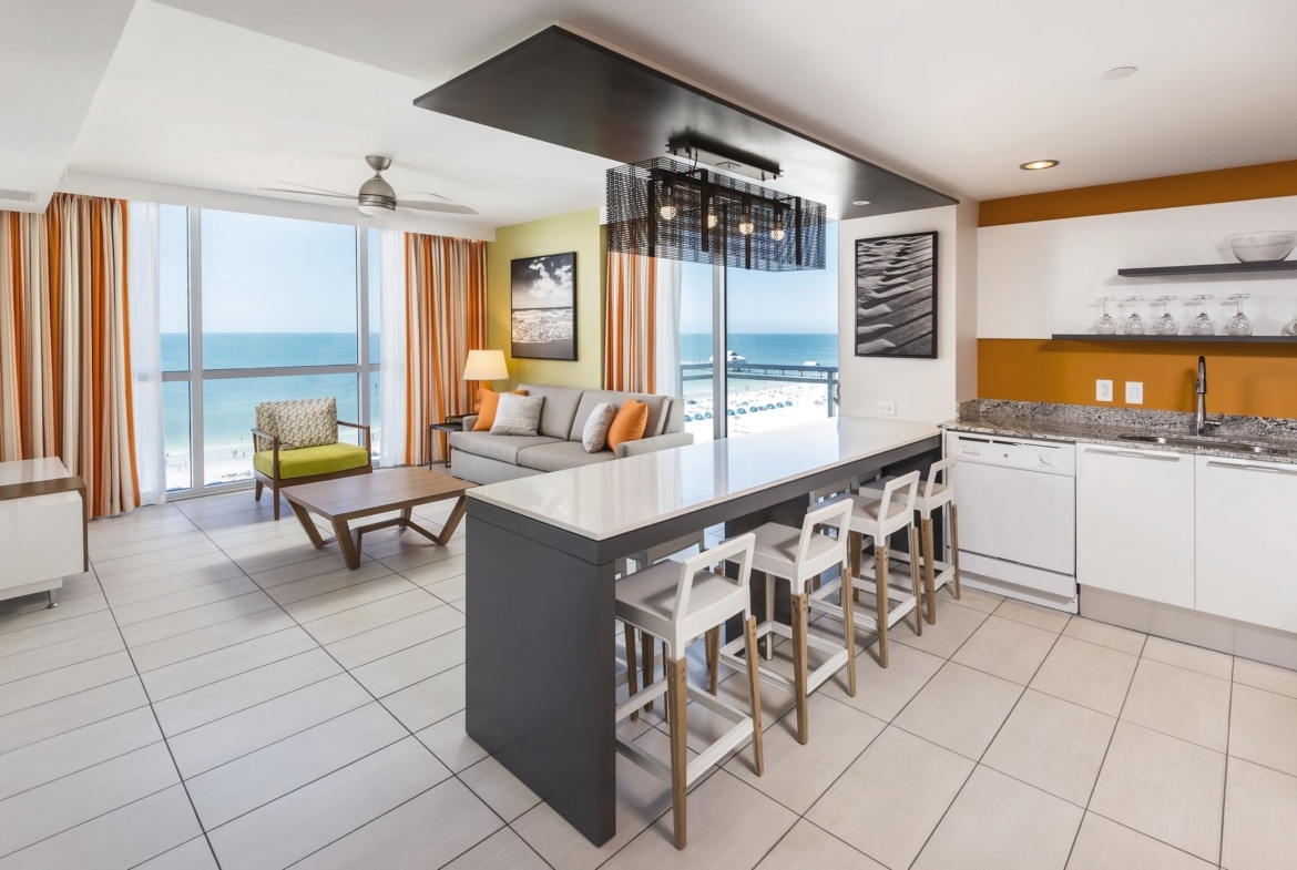 Wyndham Clearwater Beach Resort Living and Dining Area