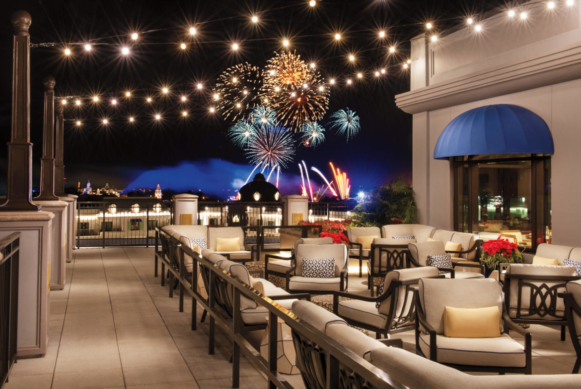 Disney's Riviera Resort Rooftop Patio Fireworks